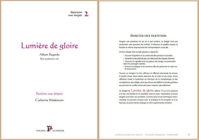 1 PARTITION REGARDS DOIGTEE : Miséricorde - Lumière de gloire - Tes yeux - Va tranquille et en paix