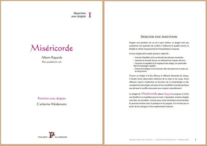 1 PARTITION REGARDS DOIGTEE : Miséricorde - Lumière de gloire - Tes yeux - Va tranquille et en paix