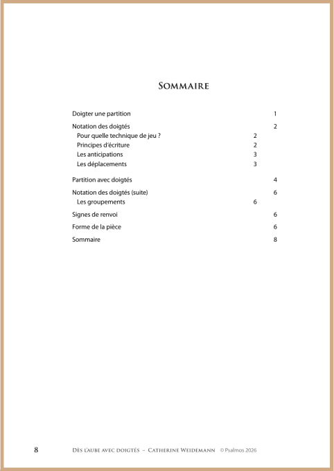 PARTITION "REGARDS" DOIGTEE : Dès l'aube - APPRO EN COURS