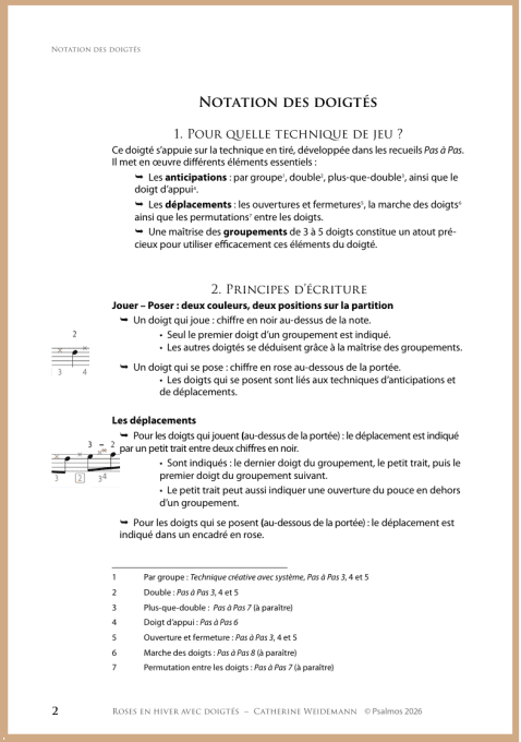 PARTITION "REGARDS" DOIGTEE : Roses en hiver - APPRO EN COURS